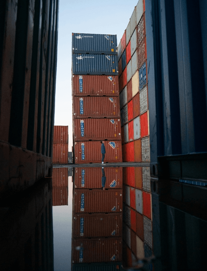 Man and containers